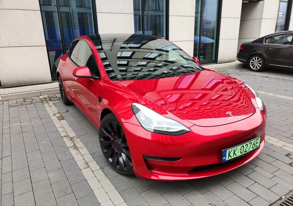 Tesla Model 3 cena 179000 przebieg: 48000, rok produkcji 2021 z Kraków małe 137